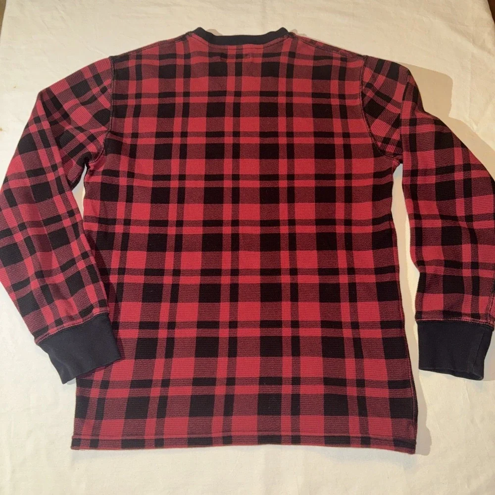 Polo Ralph Lauren Pajama Shirt Mens Medium Buffalo Plaid Red Long Sleeve